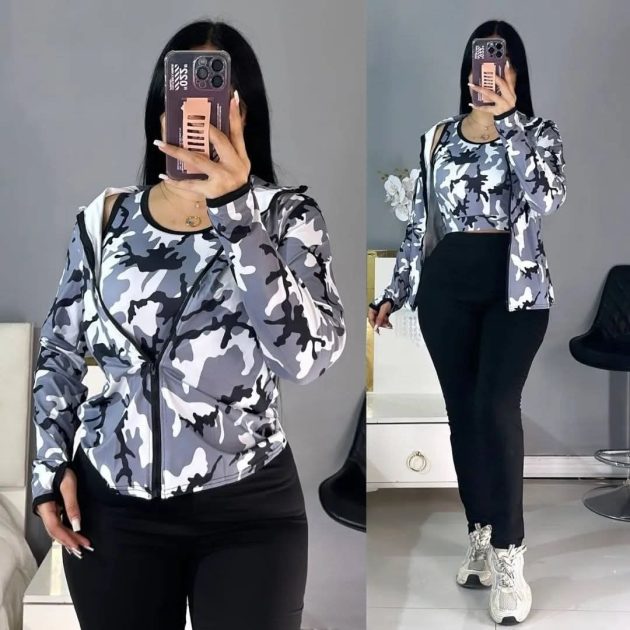 طقم الرياضي النسائي3 قطع CAMOUFLAGE